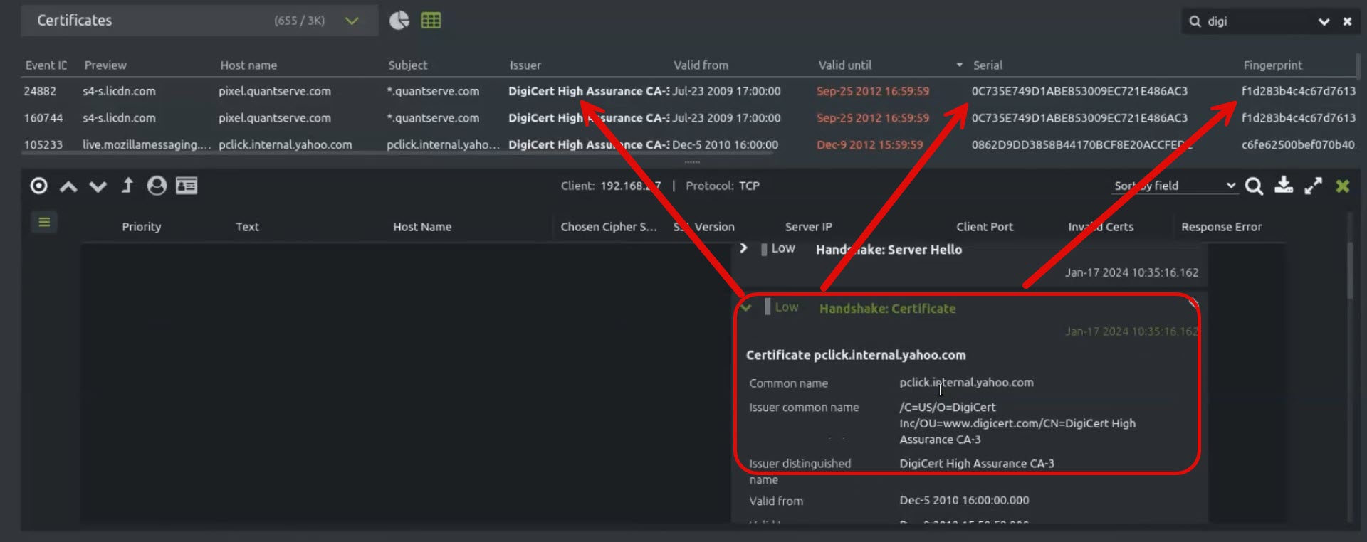 DigiCert Analysis Screen 3
